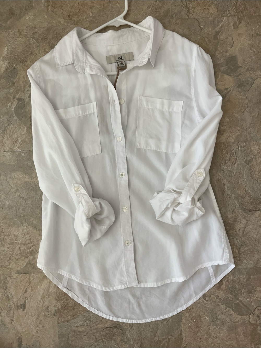 Thread & Supply White Button-Down Shirt with Chest Pockets